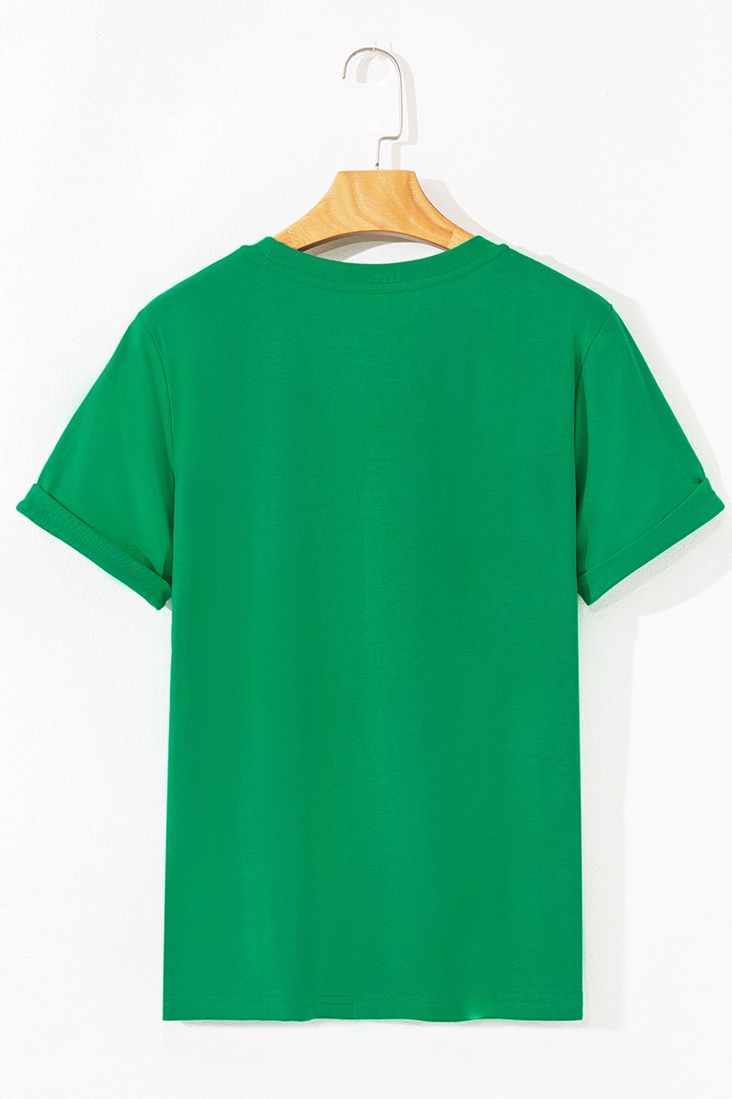 Bright Green Cute Clover Bow Checkered Detail Casual T Shirt