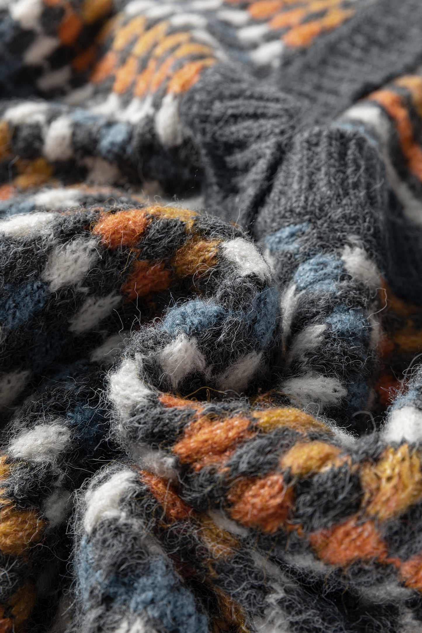 Multicolour Dotty Pattern Button Front V Neck Knit Cardigan