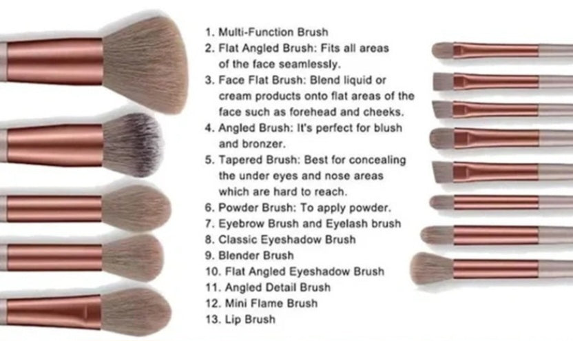 13 Piece Makeup Brush Set W/ Bag