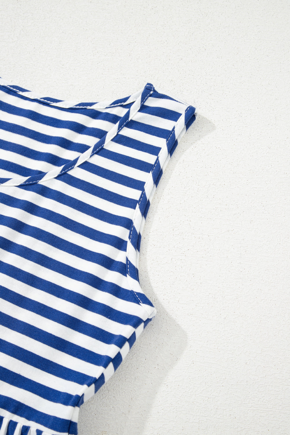 Rose Stripe U Neck Sleeveless Loose Fit Mini Dress