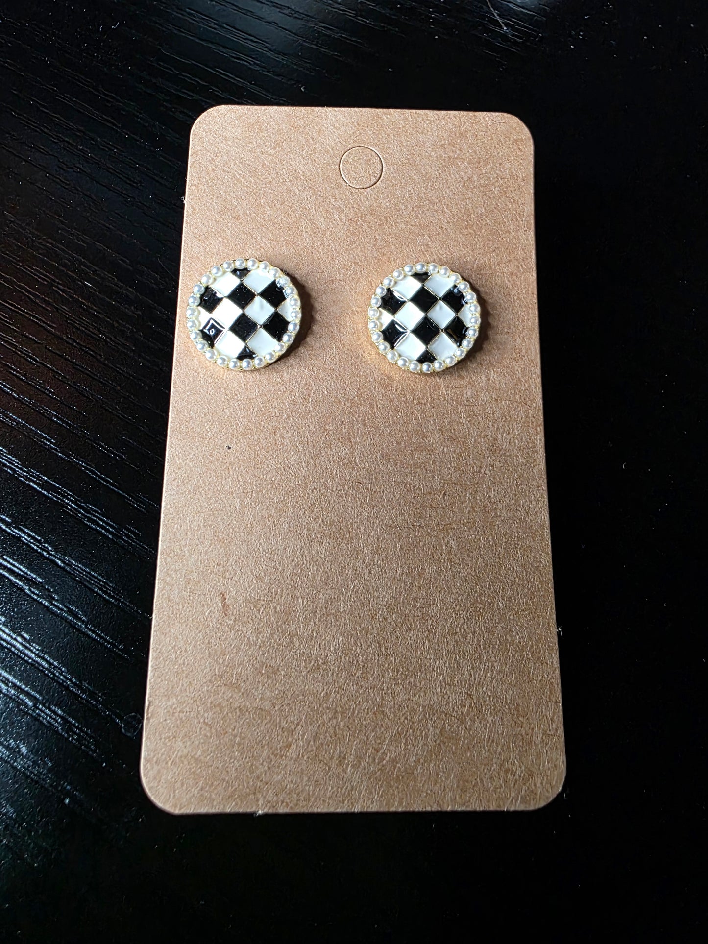 Round Checkered Earrings