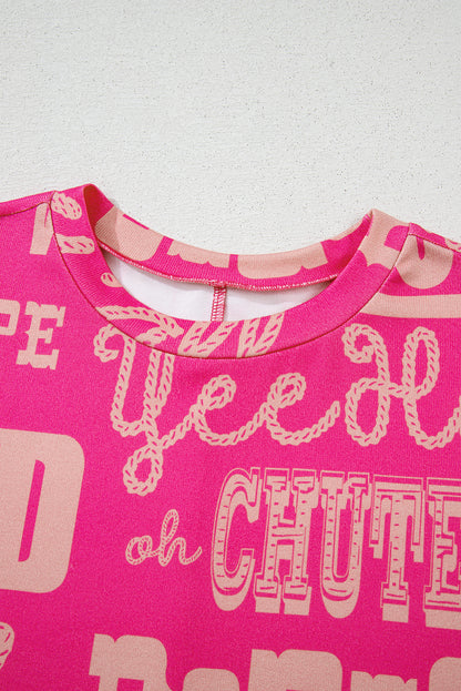 Dark Grey Vintage Letter Print Graphic Loose Tee