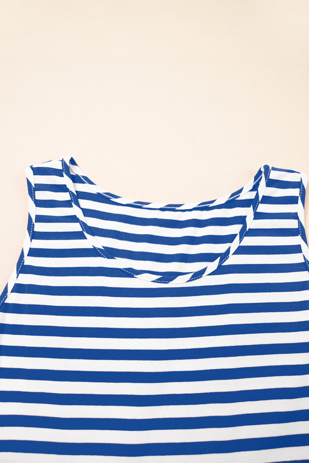 Rose Stripe U Neck Sleeveless Loose Fit Mini Dress
