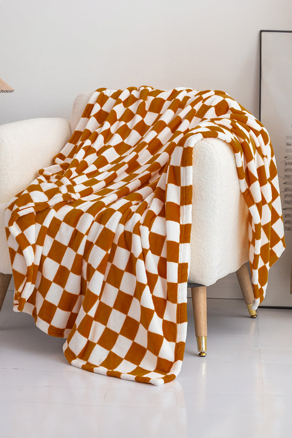 Yellow Checkerboard Printed Soft Throw Blanket