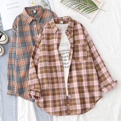 Brushed Plaid Shirt Jacket