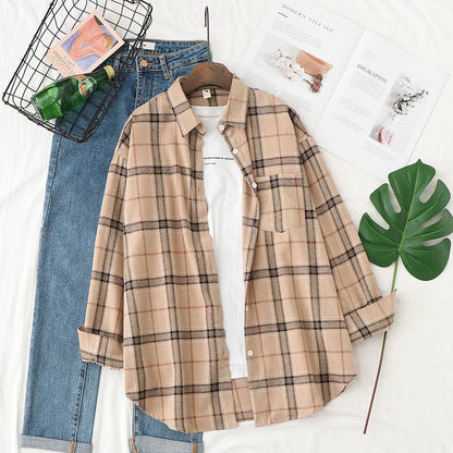 Brushed Plaid Shirt Jacket