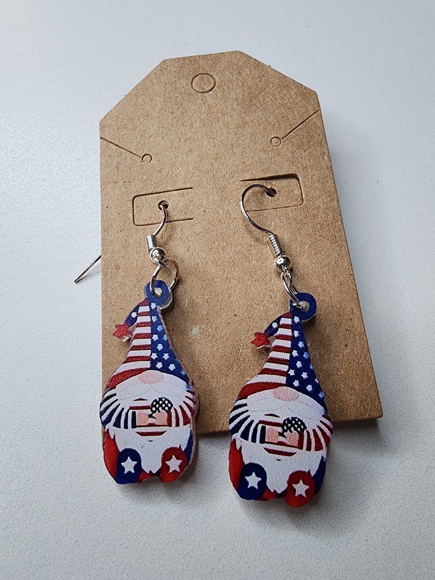 Gnome Holding Flag Earrings