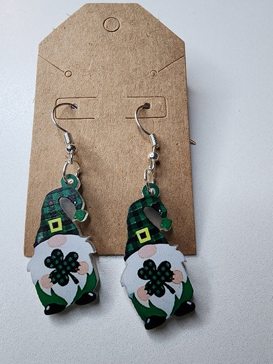 Gnome Holding Clover Earrings