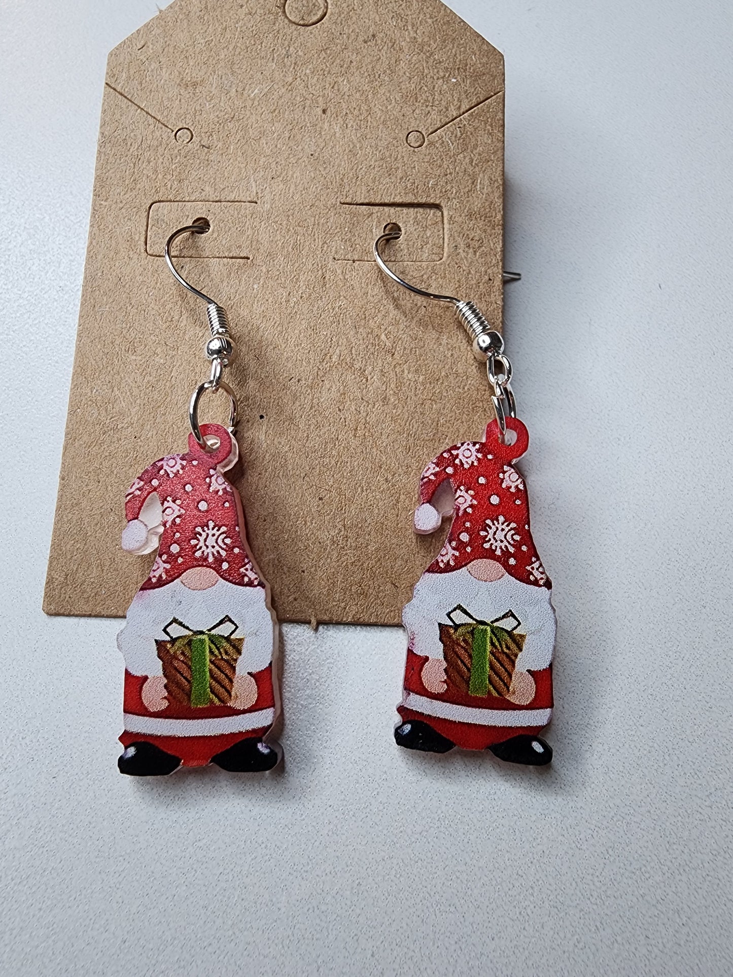 Gnome Holding Present Earrings