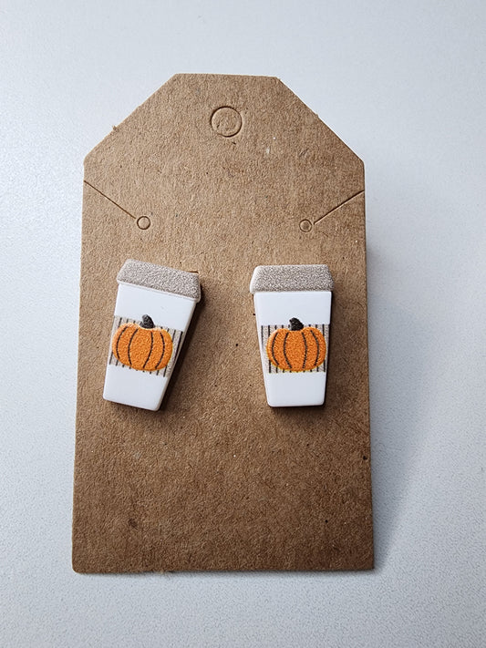 Texture Pumpkin Coffee Stud Earrings