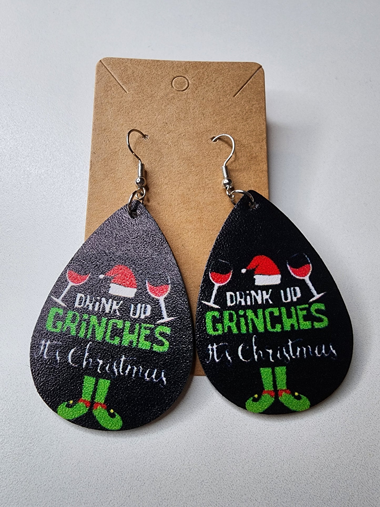 Drink Up Grinches Teardrop Earrings