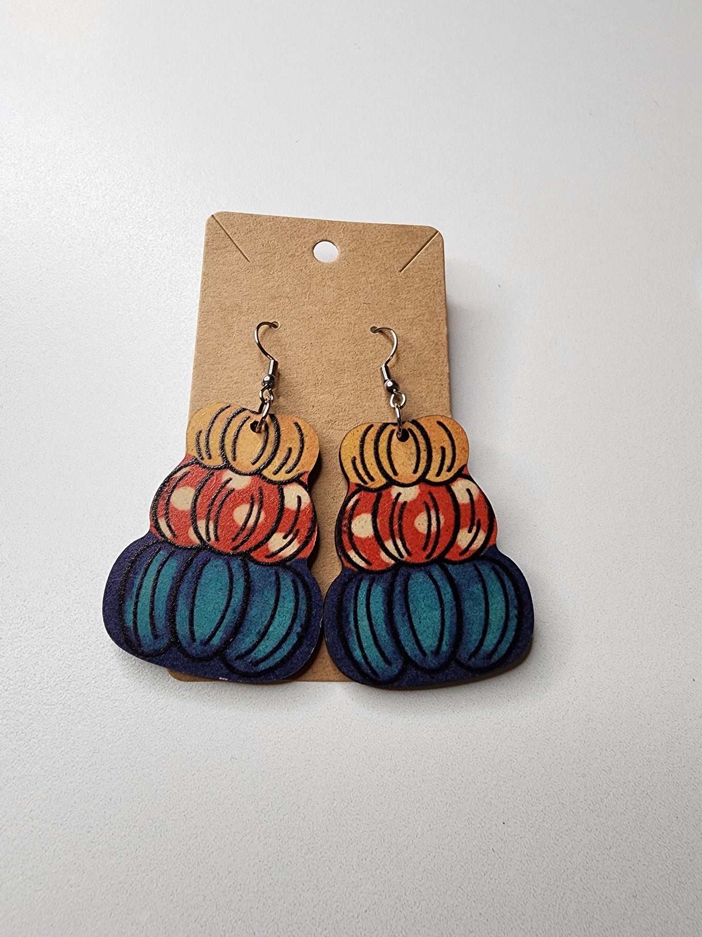 3 Stacked Pumpkin Dangle Earrings