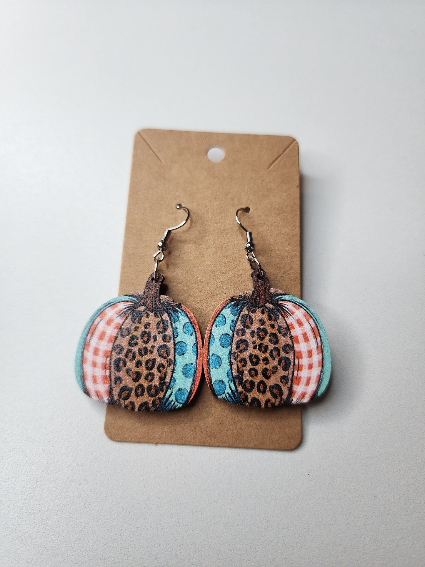 Leopard W/ Blue & Orange Pumpkin Earrings