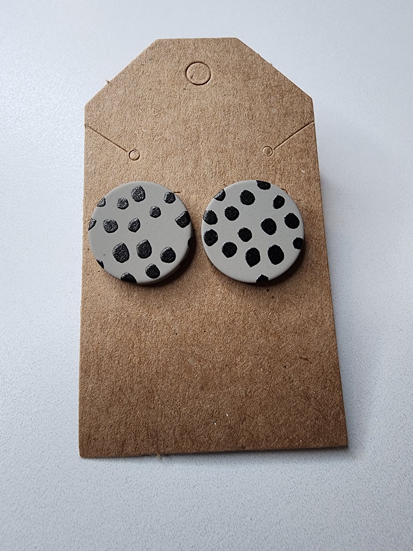 Gray Dalmation Stud Earrings