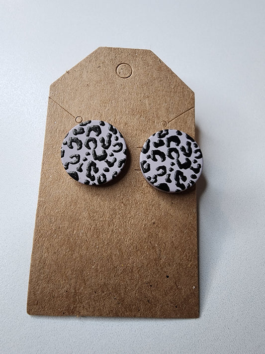 Gray Leopard Stud Earrings