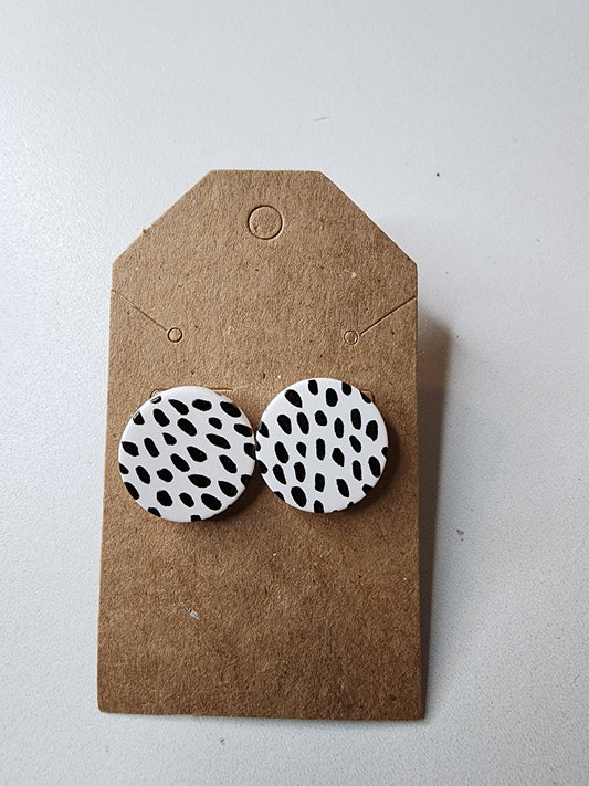 White Dalmatian Stud Earrings