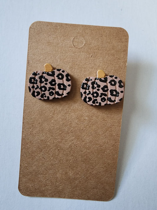 Leopard Pumpkin Stud Earrings