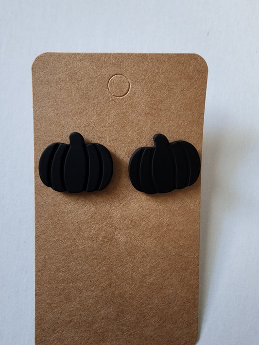 Black Pumpkin Stud Earrings