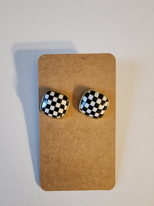 Checkerboard Stud Earrings