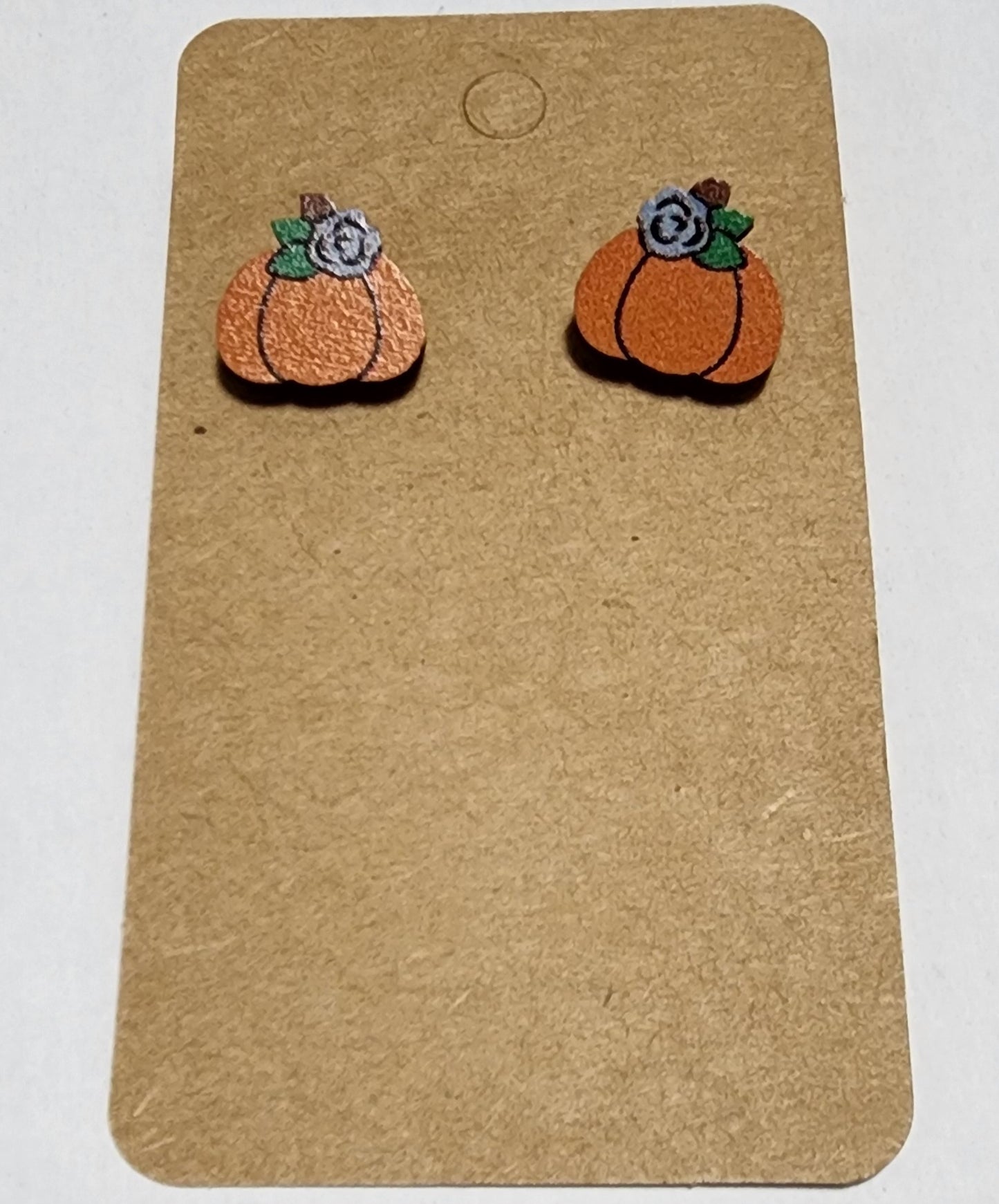 Pumpkin W/ Green Stud Earring