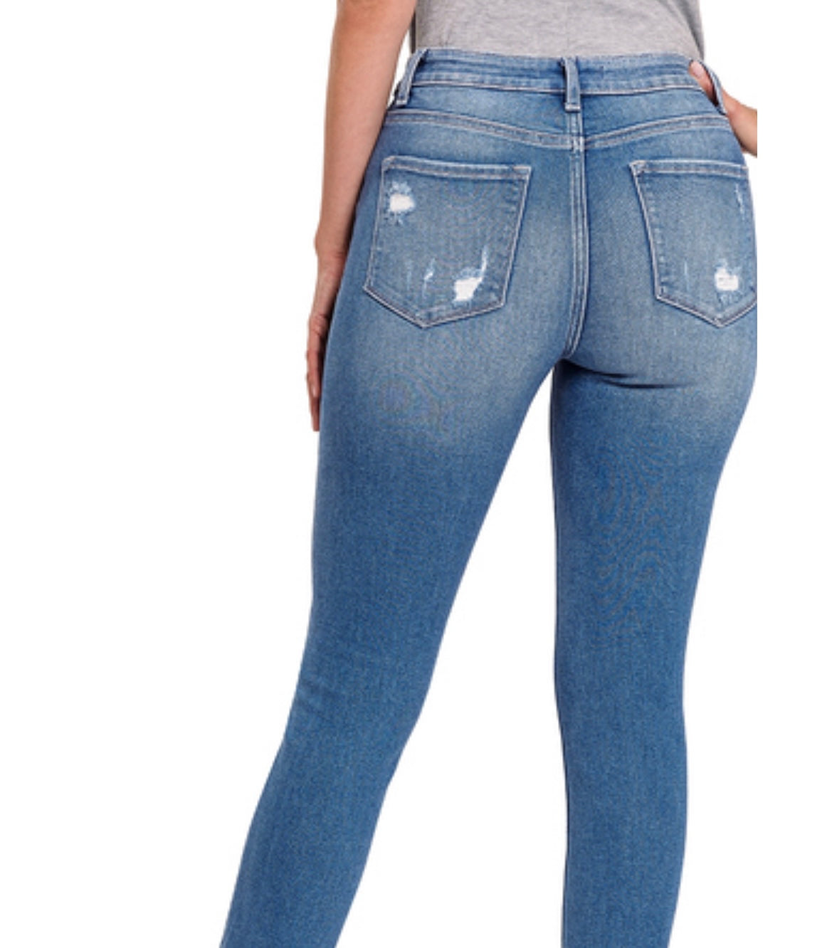 Distressed Skinny Jeans w/ Cuff