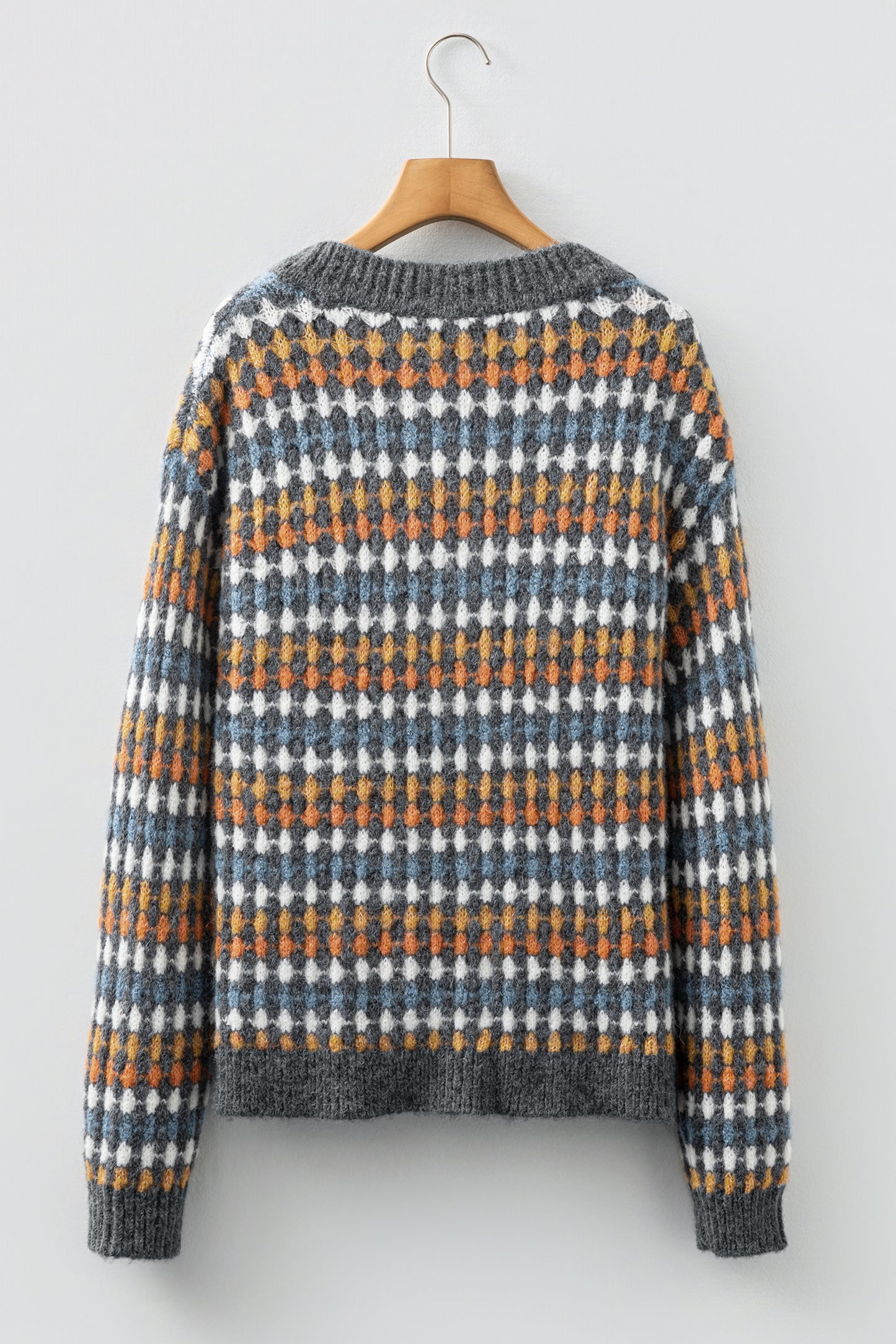 Multicolour Dotty Pattern Button Front V Neck Knit Cardigan