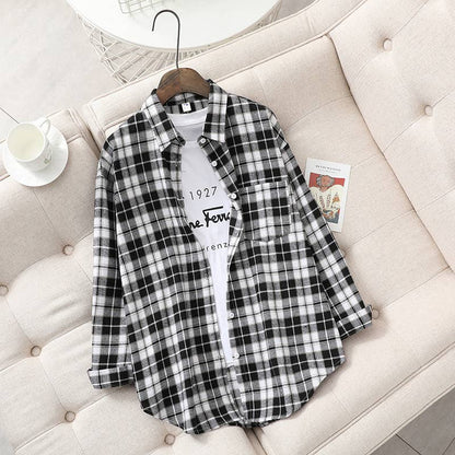 Brushed Plaid Shirt Jacket