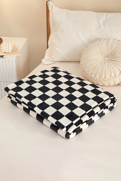 Yellow Checkerboard Printed Soft Throw Blanket