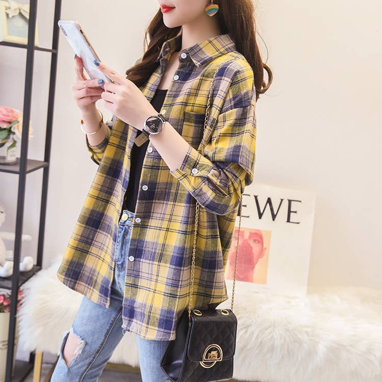Brushed Plaid Shirt Jacket