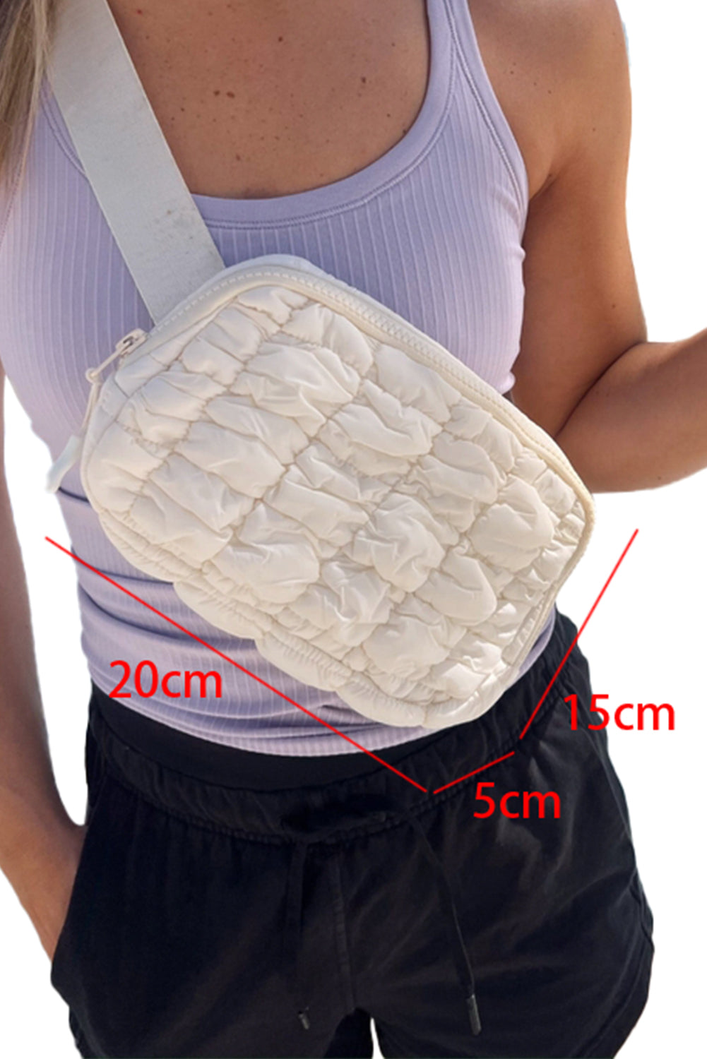 Gray Quilted Puffer Belt Bag Fanny Pack