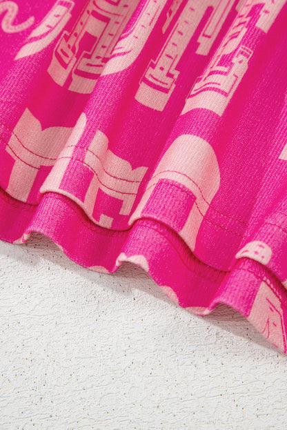 Dark Grey Vintage Letter Print Graphic Loose Tee