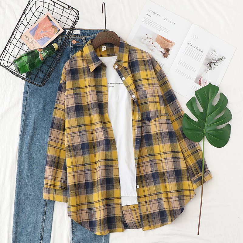 Brushed Plaid Shirt Jacket