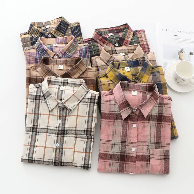 Brushed Plaid Shirt Jacket