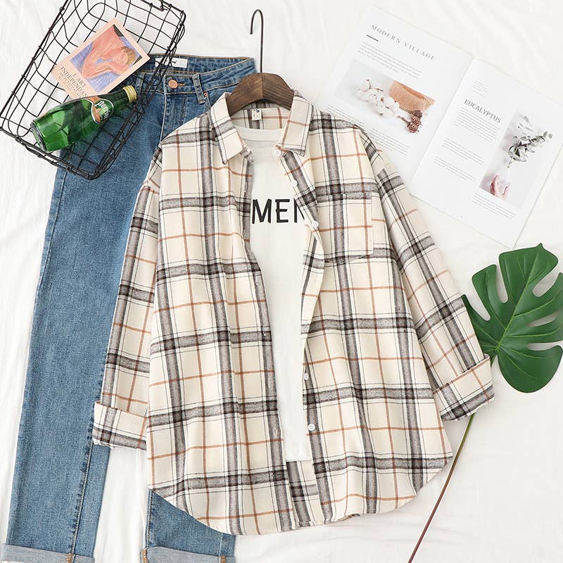 Brushed Plaid Shirt Jacket