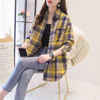Brushed Plaid Shirt Jacket