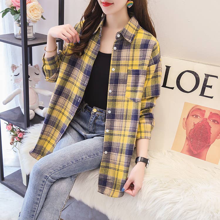 Brushed Plaid Shirt Jacket