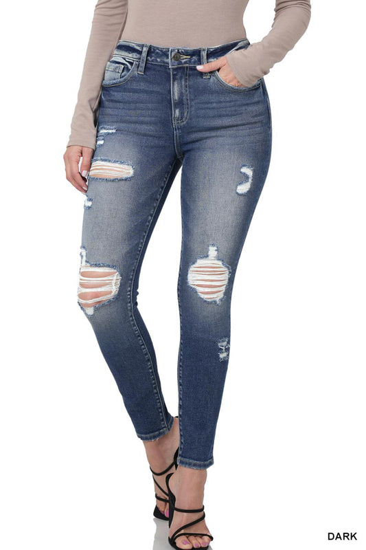 Distressed Skinny Jeans (Dark)