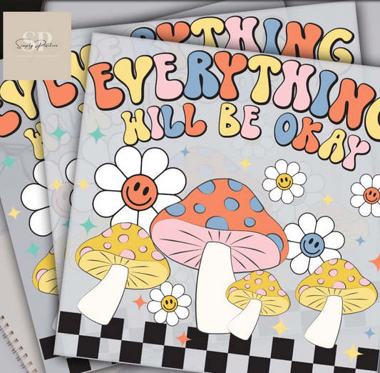 Everything Will Be Okay Print on Gildan Unisex T-Shirt Size Small