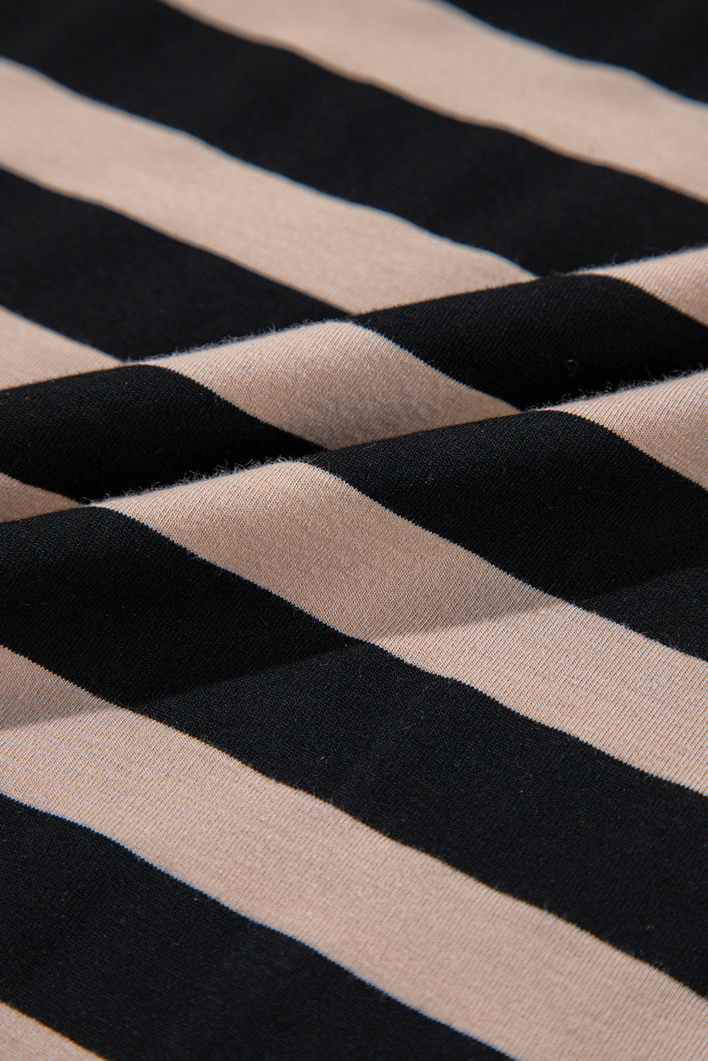 Black Striped Side Pockets T-shirt Maxi Dress