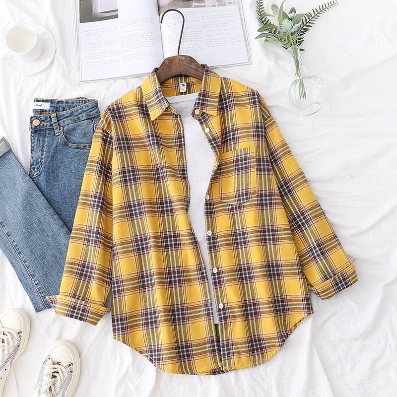 Brushed Plaid Shirt Jacket