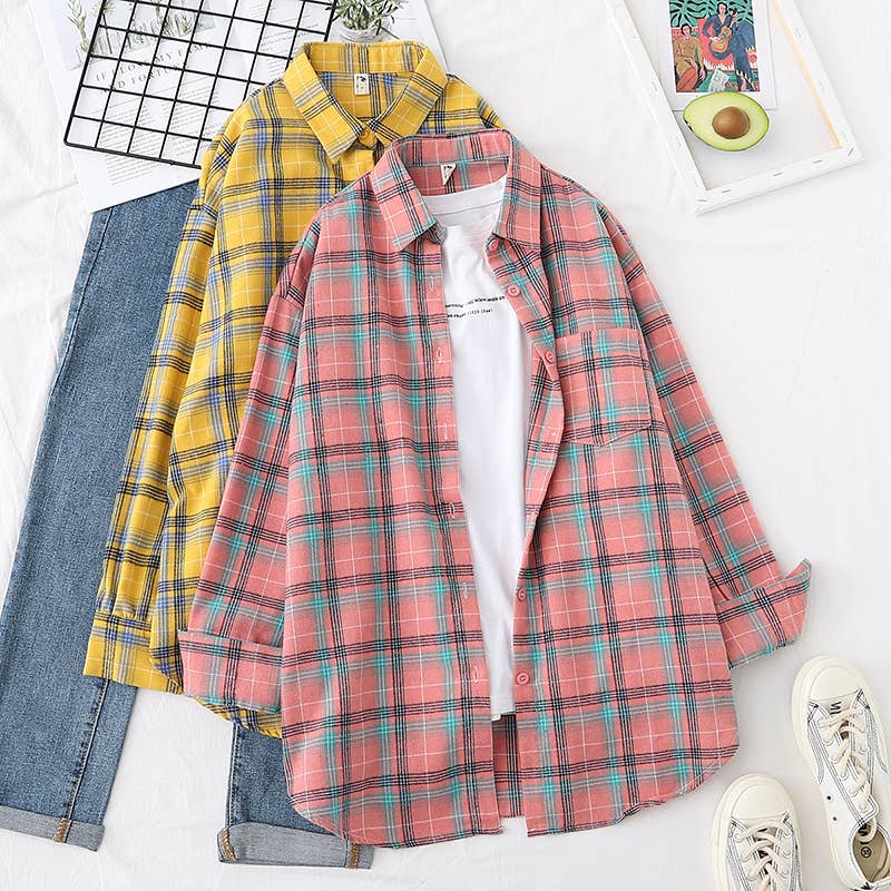 Brushed Plaid Shirt Jacket
