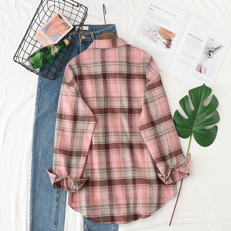 Brushed Plaid Shirt Jacket