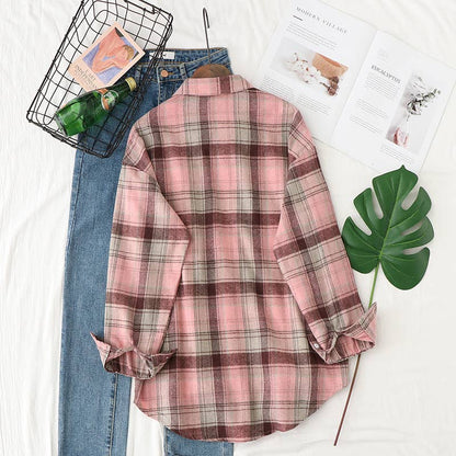 Brushed Plaid Shirt Jacket