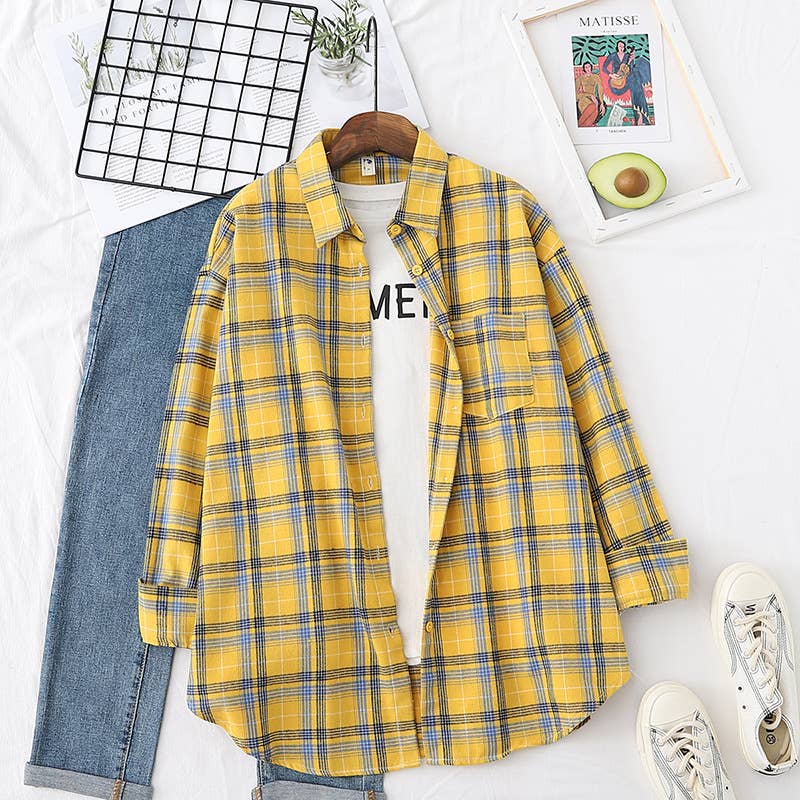 Brushed Plaid Shirt Jacket