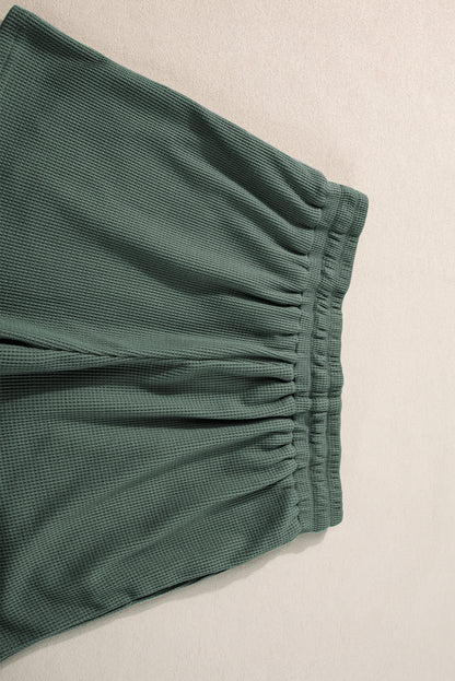 Mist Green Waffle Knit Tank Top & Shorts Set