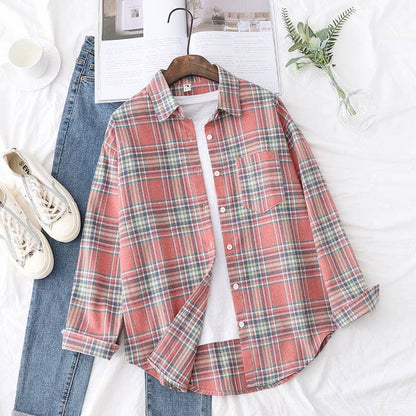 Brushed Plaid Shirt Jacket