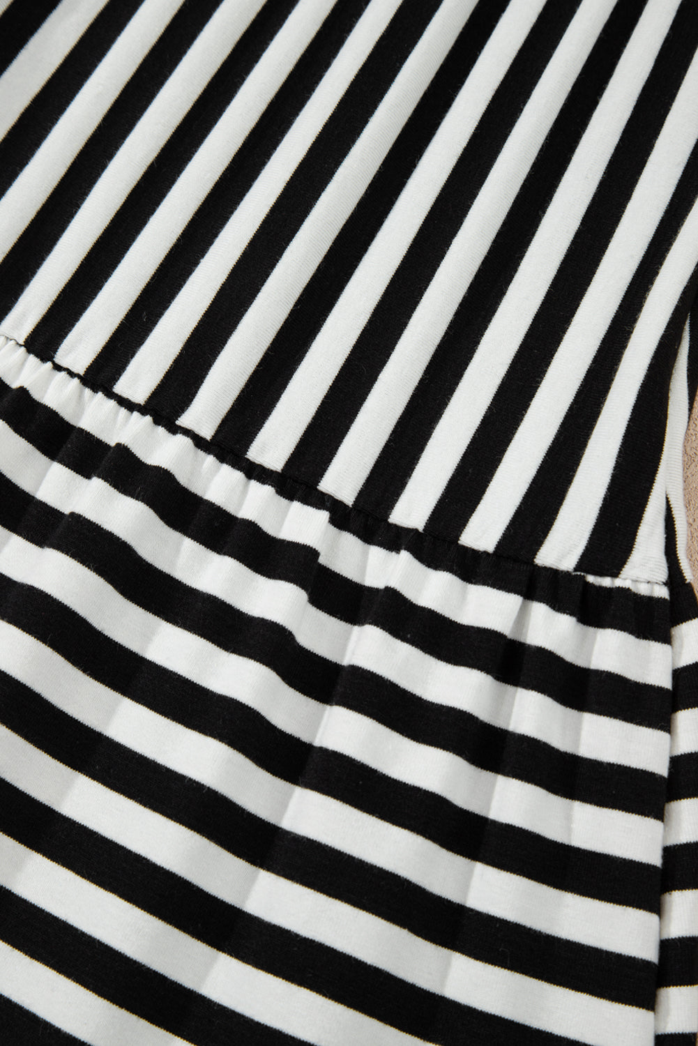 Rose Stripe U Neck Sleeveless Loose Fit Mini Dress