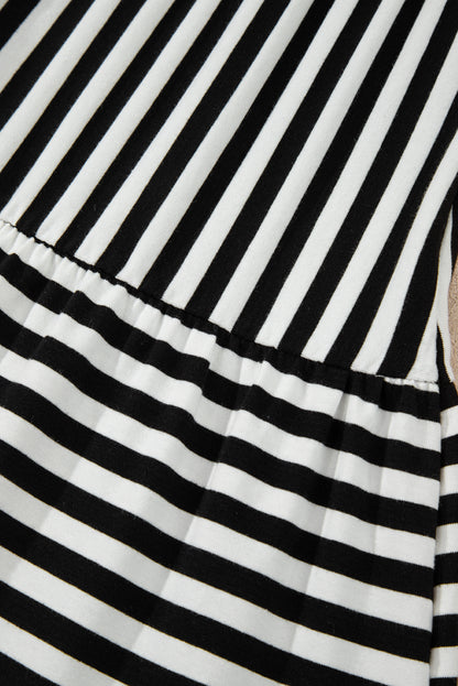 Rose Stripe U Neck Sleeveless Loose Fit Mini Dress
