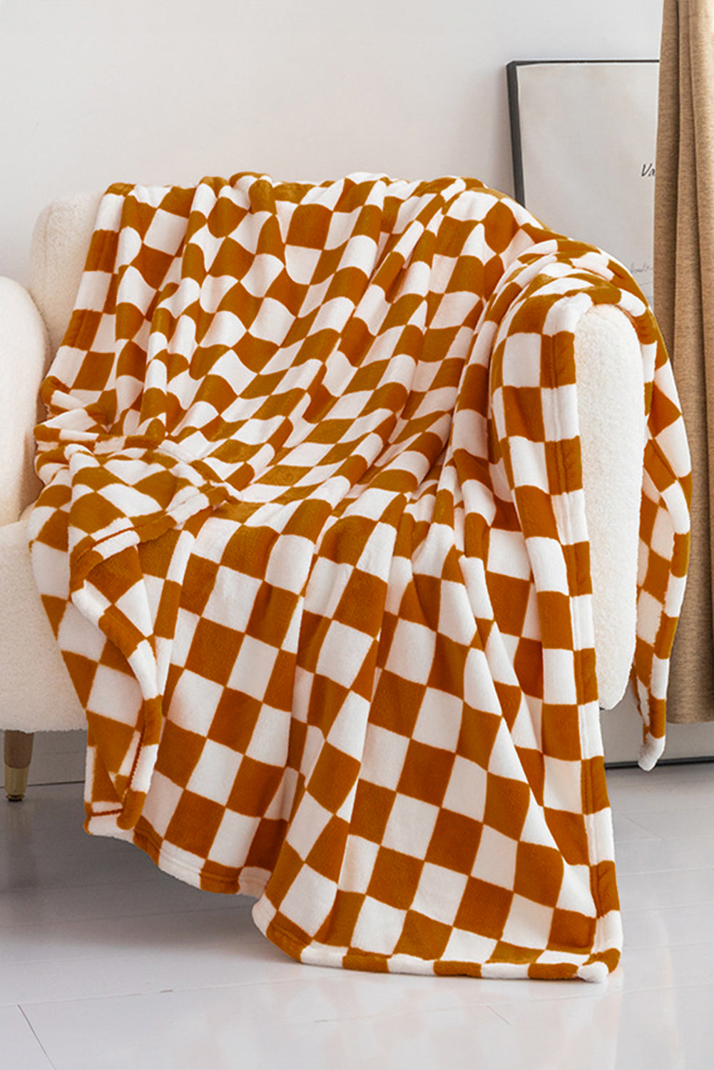 Yellow Checkerboard Printed Soft Throw Blanket