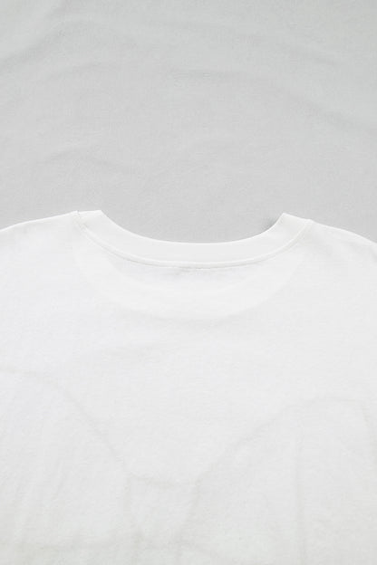 White Plus Size Leopard Bow Embroidered Patch Casual T Shirt